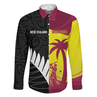 New Zealand and West Indies Cricket Custom Family Matching Short Sleeve Bodycon Dress and Hawaiian Shirt Black Cap Windies Together LT14 Dad's Shirt - Long Sleeve Black - Polynesian Pride