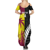 New Zealand and West Indies Cricket Custom Family Matching Summer Maxi Dress and Hawaiian Shirt Black Cap Windies Together LT14 - Polynesian Pride