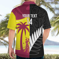 New Zealand and West Indies Cricket Custom Hawaiian Shirt Black Cap Windies Together - Polynesian Pride