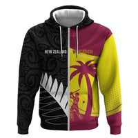 New Zealand and West Indies Cricket Custom Hoodie Black Cap Windies Together LT14 Zip Hoodie Black - Polynesian Pride