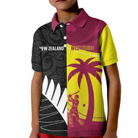 New Zealand and West Indies Cricket Custom Kid Polo Shirt Black Cap Windies Together LT14 Kid Black - Polynesian Pride