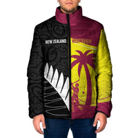 New Zealand and West Indies Cricket Custom Padded Jacket Black Cap Windies Together - Polynesian Pride