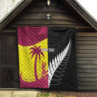 New Zealand and West Indies Cricket Custom Quilt Black Cap Windies Together - Polynesian Pride