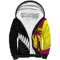 New Zealand and West Indies Cricket Custom Sherpa Hoodie Black Cap Windies Together LT14 Unisex Black - Polynesian Pride