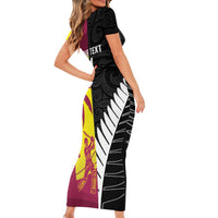 New Zealand and West Indies Cricket Custom Short Sleeve Bodycon Dress Black Cap Windies Together LT14 - Polynesian Pride