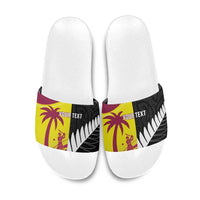 New Zealand and West Indies Cricket Custom Slide Sandals Black Cap Windies Together - Polynesian Pride