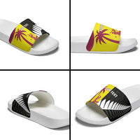 New Zealand and West Indies Cricket Custom Slide Sandals Black Cap Windies Together - Polynesian Pride