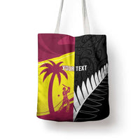New Zealand and West Indies Cricket Custom Tote Bag Black Cap Windies Together - Polynesian Pride