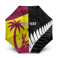 New Zealand and West Indies Cricket Custom Umbrella Black Cap Windies Together - Polynesian Pride
