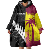 New Zealand and West Indies Cricket Custom Wearable Blanket Hoodie Black Cap Windies Together LT14 - Polynesian Pride
