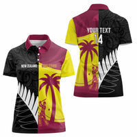 New Zealand and West Indies Cricket Custom Women Polo Shirt Black Cap Windies Together - Polynesian Pride