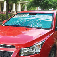 New Zealand Silver Fern Cricket Custom Auto Sun Shade Black Cap Teal Maori Pattern - Polynesian Pride