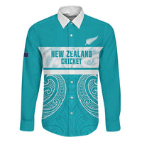 New Zealand Silver Fern Cricket Custom Family Matching Short Sleeve Bodycon Dress and Hawaiian Shirt Black Cap Teal Maori Pattern LT14 Dad's Shirt - Long Sleeve Teal - Polynesian Pride