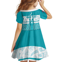 New Zealand Silver Fern Cricket Custom Family Matching Summer Maxi Dress and Hawaiian Shirt Black Cap Teal Maori Pattern LT14 - Polynesian Pride