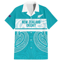 New Zealand Silver Fern Cricket Custom Family Matching Tank Maxi Dress and Hawaiian Shirt Black Cap Teal Maori Pattern LT14 Dad's Shirt - Short Sleeve Teal - Polynesian Pride