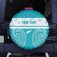 New Zealand Silver Fern Cricket Custom Spare Tire Cover Black Cap Teal Maori Pattern - Polynesian Pride