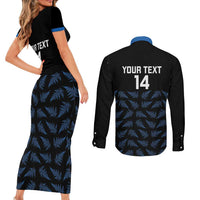 New Zealand Silver Fern Cricket Custom Couples Matching Short Sleeve Bodycon Dress and Long Sleeve Button Shirt Black Cap T20 Version LT14 - Polynesian Pride