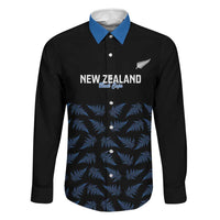 New Zealand Silver Fern Cricket Custom Family Matching Off Shoulder Maxi Dress and Hawaiian Shirt Black Cap T20 Version LT14 Dad's Shirt - Long Sleeve Black - Polynesian Pride