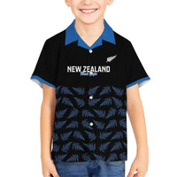 New Zealand Silver Fern Cricket Custom Family Matching Short Sleeve Bodycon Dress and Hawaiian Shirt Black Cap T20 Version - Polynesian Pride