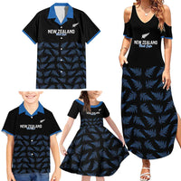 New Zealand Silver Fern Cricket Custom Family Matching Summer Maxi Dress and Hawaiian Shirt Black Cap T20 Version LT14 - Polynesian Pride