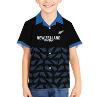 New Zealand Silver Fern Cricket Custom Family Matching Summer Maxi Dress and Hawaiian Shirt Black Cap T20 Version LT14 Son's Shirt Black - Polynesian Pride