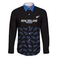 New Zealand Silver Fern Cricket Custom Family Matching Tank Maxi Dress and Hawaiian Shirt Black Cap T20 Version LT14 Dad's Shirt - Long Sleeve Black - Polynesian Pride
