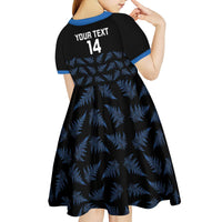 New Zealand Silver Fern Cricket Custom Kid Short Sleeve Dress Black Cap T20 Version LT14 - Polynesian Pride