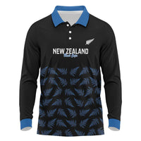New Zealand Silver Fern Cricket Custom Long Sleeve Polo Shirt Black Cap T20 Version - Polynesian Pride