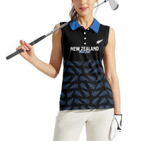 New Zealand Silver Fern Cricket Custom Women Sleeveless Polo Shirt Black Cap T20 Version LT14 - Polynesian Pride