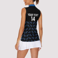 New Zealand Silver Fern Cricket Custom Women Sleeveless Polo Shirt Black Cap T20 Version LT14 - Polynesian Pride