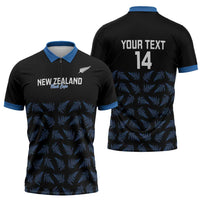 New Zealand Silver Fern Cricket Custom Zipper Polo Shirt Black Cap T20 Version LT14 - Polynesian Pride