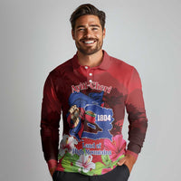 Ayiti-Cheri Independence Day Long Sleeve Polo Shirt Land of High Mountains LT14 - Polynesian Pride