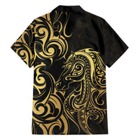 Gold And Black Aotearoa Horse Racing Family Matching Puletasi and Hawaiian Shirt NZ Maori Pattern LT14 - Polynesian Pride