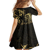 Gold And Black Aoteara Horse Racing Family Matching Tank Maxi Dress and Hawaiian Shirt NZ Maori Pattern