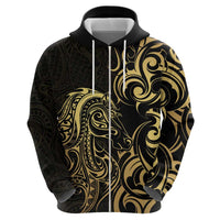 Gold And Black Aotearoa Horse Racing Zip Hoodie NZ Maori Pattern LT14 - Polynesian Pride