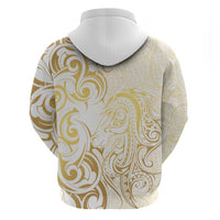 Gold And White Aotearoa Horse Racing Zip Hoodie NZ Maori Pattern LT14 - Polynesian Pride