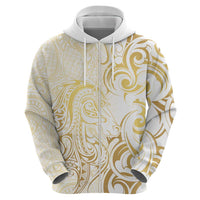 Gold And White Aotearoa Horse Racing Zip Hoodie NZ Maori Pattern LT14 - Polynesian Pride