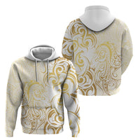 Gold And White Aotearoa Horse Racing Zip Hoodie NZ Maori Pattern LT14 - Polynesian Pride