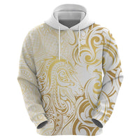 Gold And White Aotearoa Horse Racing Zip Hoodie NZ Maori Pattern LT14 - Polynesian Pride
