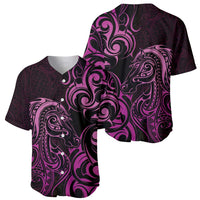 Pink Aotearoa Horse Racing Baseball Jersey NZ Maori Pattern LT14 - Polynesian Pride