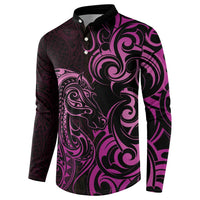 Pink Aotearoa Horse Racing Button Sweatshirt NZ Maori Pattern LT14 - Polynesian Pride