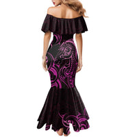 Pink Aotearoa Horse Racing Family Matching Mermaid Dress and Hawaiian Shirt NZ Maori Pattern LT14 - Polynesian Pride