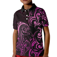 Pink Aotearoa Horse Racing Kid Polo Shirt NZ Maori Pattern LT14 Kid Pink - Polynesian Pride