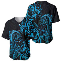 Blue Aotearoa Horse Racing Baseball Jersey NZ Maori Pattern LT14 - Polynesian Pride