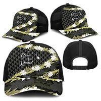 Born And Raised Aloha Hawaii Baseball Net Cap Kanaka Kakau Hawaiian Tiare Pakalana Lei - Polynesian Pride