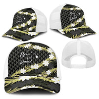 Born And Raised Aloha Hawaii Baseball Net Cap Kanaka Kakau Hawaiian Tiare Pakalana Lei LT14 - Polynesian Pride