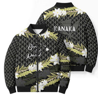 Born And Raised Aloha Hawaii Bomber Puffer Jacket Kanaka Kakau Hawaiian Tiare Pakalana Lei - Polynesian Pride
