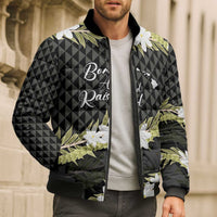 Born And Raised Aloha Hawaii Bomber Puffer Jacket Kanaka Kakau Hawaiian Tiare Pakalana Lei - Polynesian Pride