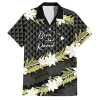 Born And Raised Aloha Hawaii Family Matching Mermaid Dress and Hawaiian Shirt Kanaka Kakau Hawaiian Tiare Pakalana Lei LT14 Dad's Shirt - Short Sleeve Black - Polynesian Pride