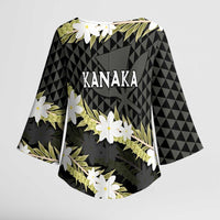 Born And Raised Aloha Hawaii Kimono Sleeve Blouse Kanaka Kakau Hawaiian Tiare Pakalana Lei - Polynesian Pride